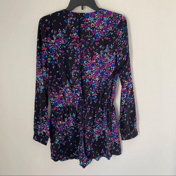 Forever 21 Women’s Long Sleeve Small Floral Black Colorful Romper - Picture 4 of 5